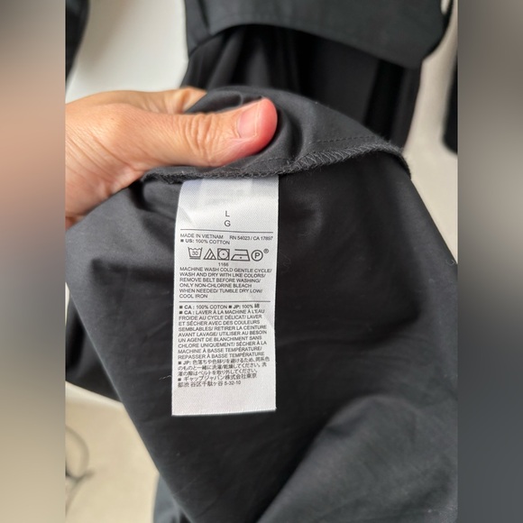 Banana Republic Black Belted Shirt Dress Womens Large Puff Sleeve Cotton Midi - Picture 10 of 10